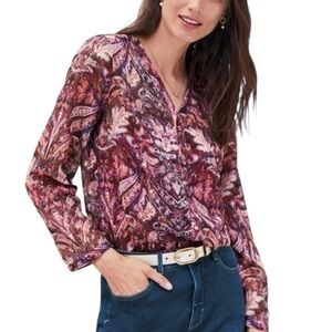 NEW Soft Surroundings Tasha Sheer Button Up Boho Shimmer Blouse Sz 2X